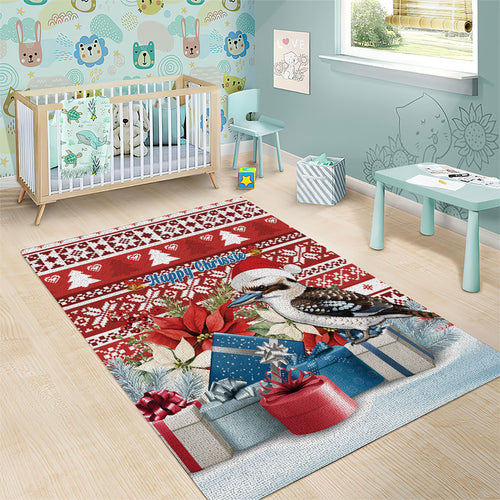 Australia Christmas In July Area Rug Kookaburra Santa Red Color