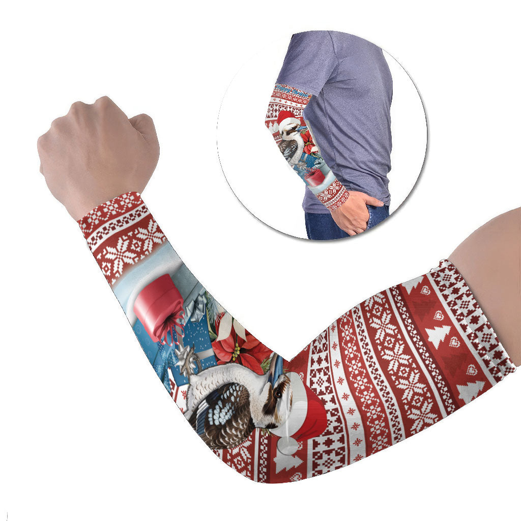 Australia Christmas In July Arm Sleeves Kookaburra Santa Red Color
