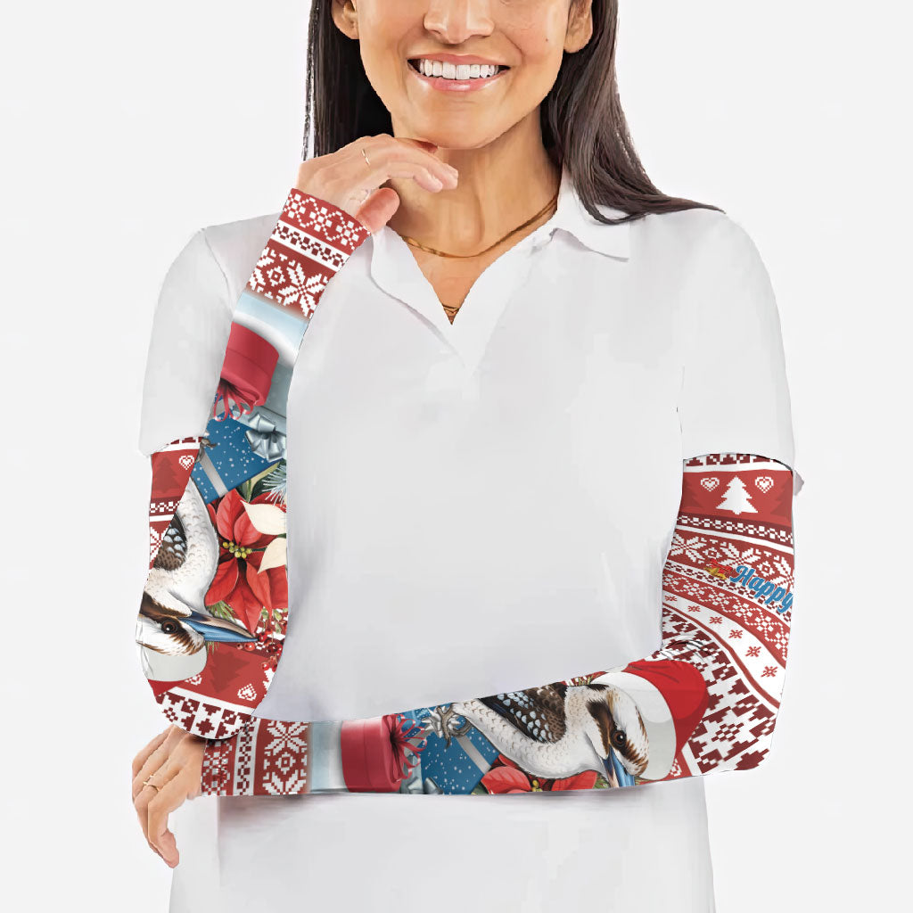 Australia Christmas In July Arm Sleeves Kookaburra Santa Red Color