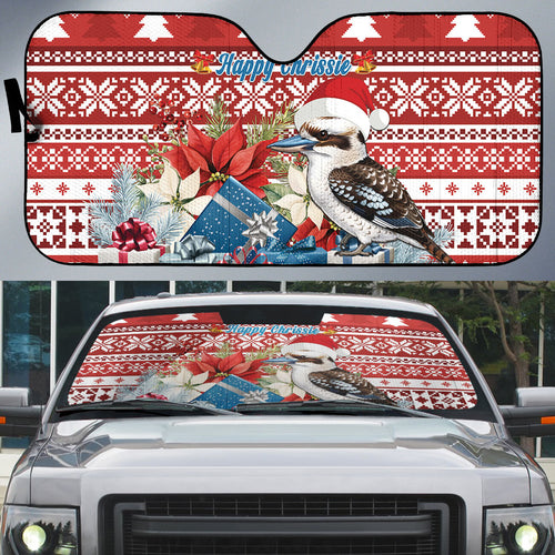 Australia Christmas In July Auto Sun Shade Kookaburra Santa Red Color