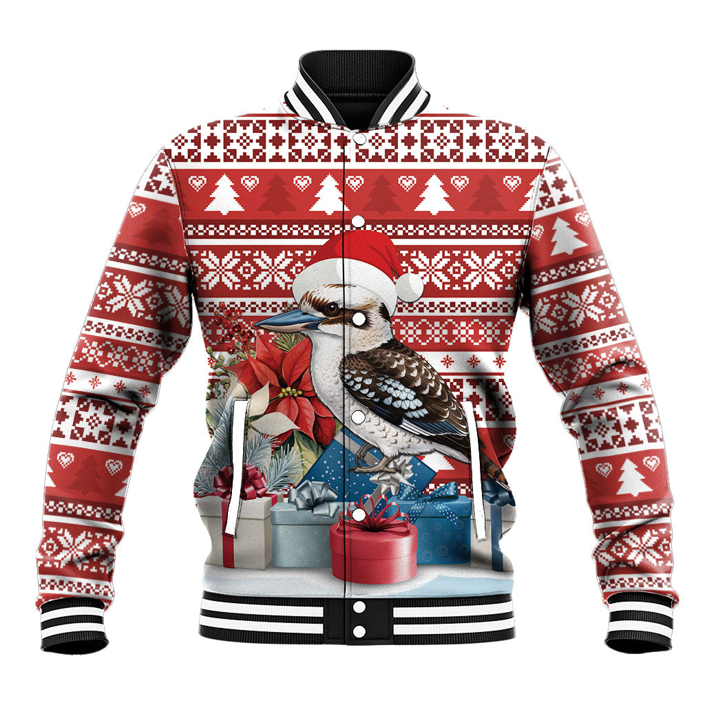 Australia Christmas In July Baseball Jacket Kookaburra Santa Red Color