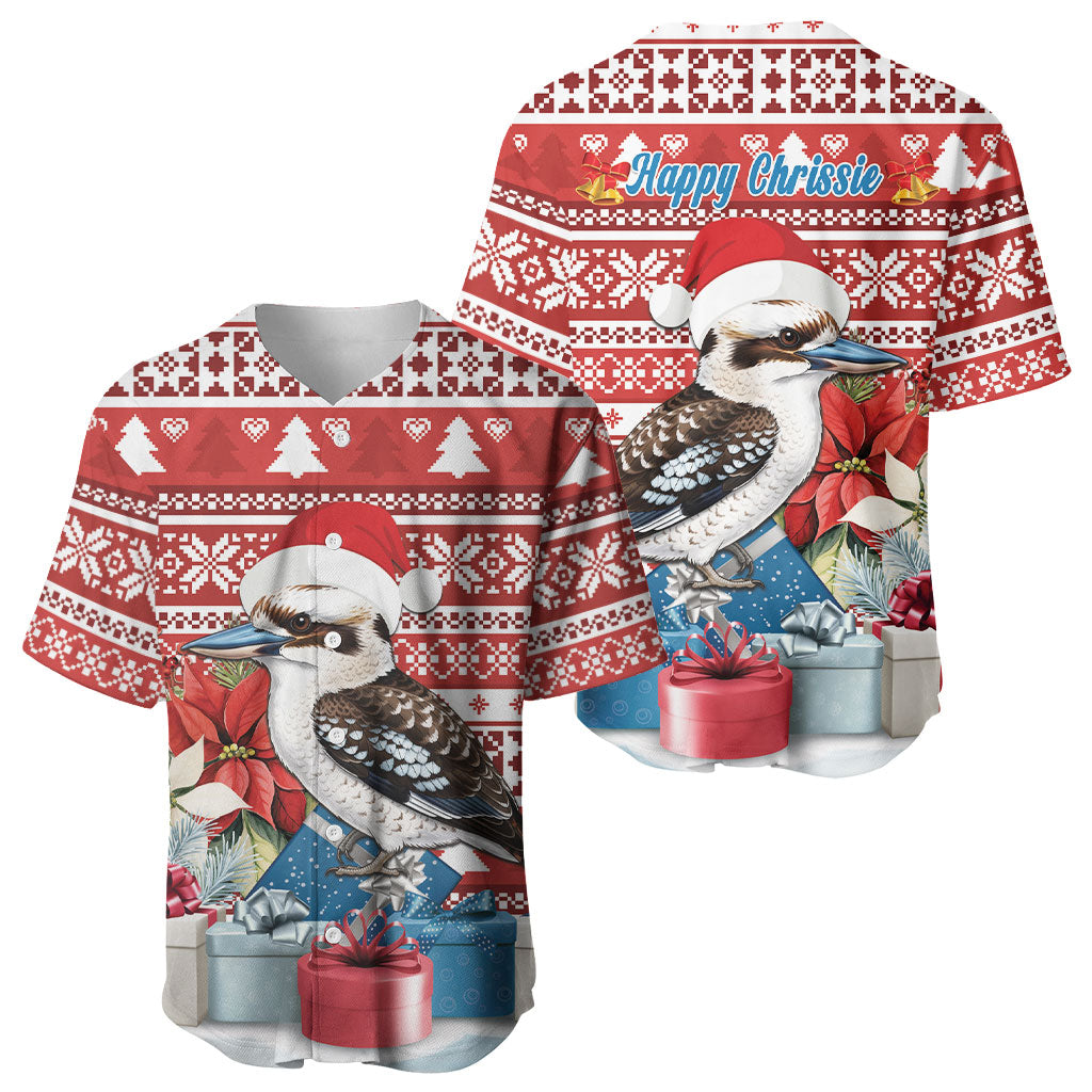 Australia Christmas In July Baseball Jersey Kookaburra Santa Red Color