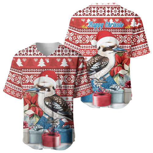 Australia Christmas In July Baseball Jersey Kookaburra Santa Red Color