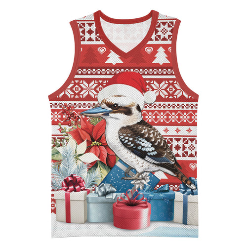 Australia Christmas In July Basketball Jersey Kookaburra Santa Red Color