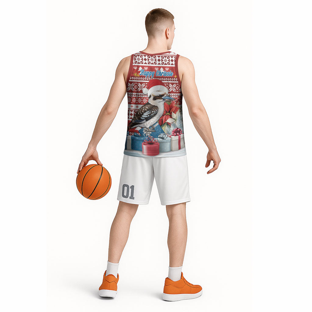 Australia Christmas In July Basketball Jersey Kookaburra Santa Red Color