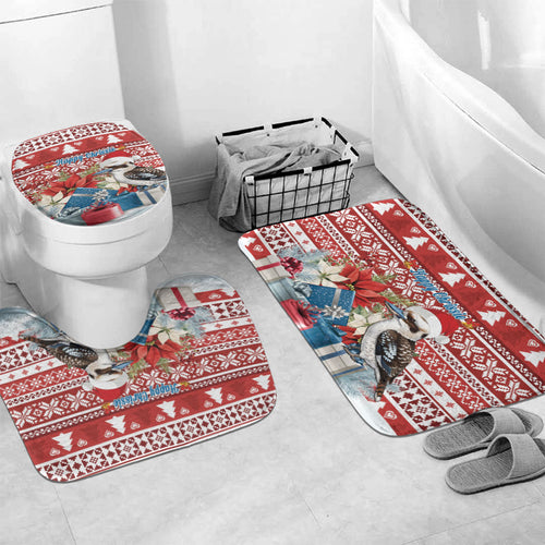Australia Christmas In July Bathroom Set Kookaburra Santa Red Color