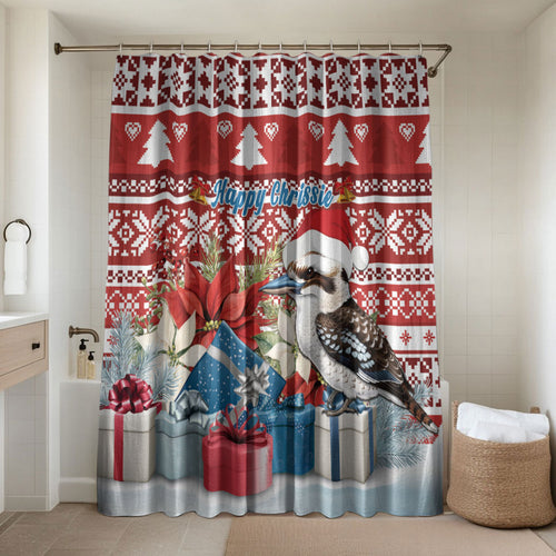 Australia Christmas In July Bathroom Set Kookaburra Santa Red Color