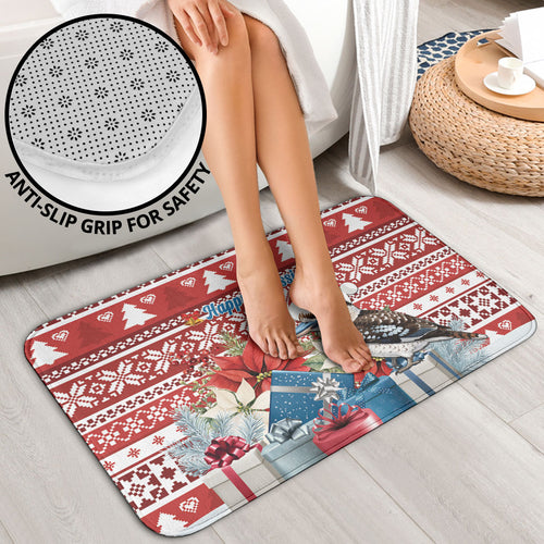 Australia Christmas In July Bathroom Set Kookaburra Santa Red Color