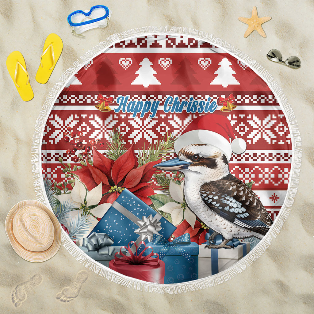 Australia Christmas In July Beach Blanket Kookaburra Santa Red Color