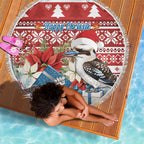 Australia Christmas In July Beach Blanket Kookaburra Santa Red Color