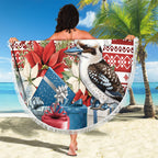 Australia Christmas In July Beach Blanket Kookaburra Santa Red Color