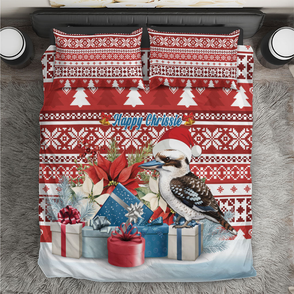Australia Christmas In July Bedding Set Kookaburra Santa Red Color