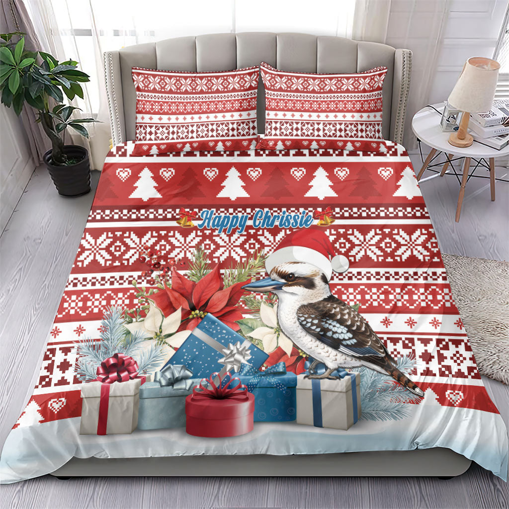 Australia Christmas In July Bedding Set Kookaburra Santa Red Color
