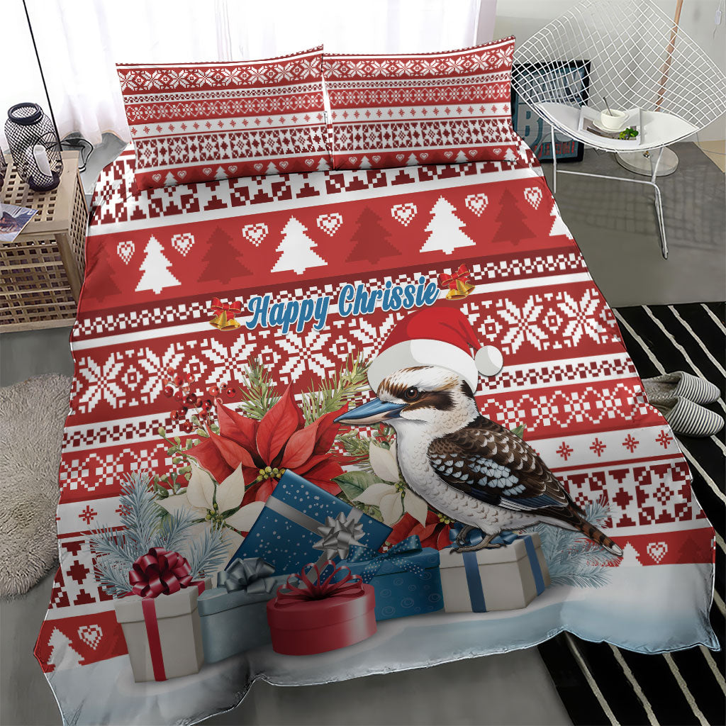 Australia Christmas In July Bedding Set Kookaburra Santa Red Color