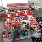 Australia Christmas In July Bedding Set Kookaburra Santa Red Color