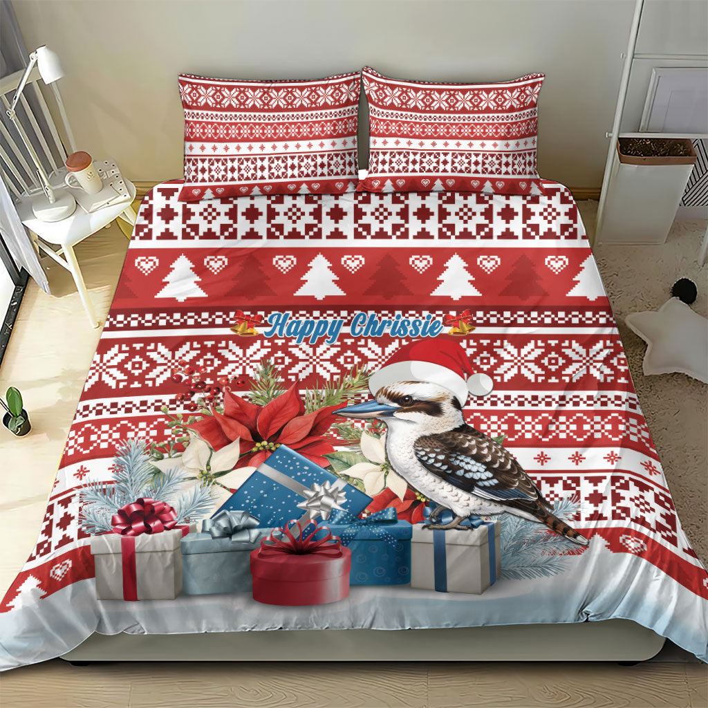 Australia Christmas In July Bedding Set Kookaburra Santa Red Color