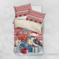 Australia Christmas In July Bedding Set Kookaburra Santa Red Color