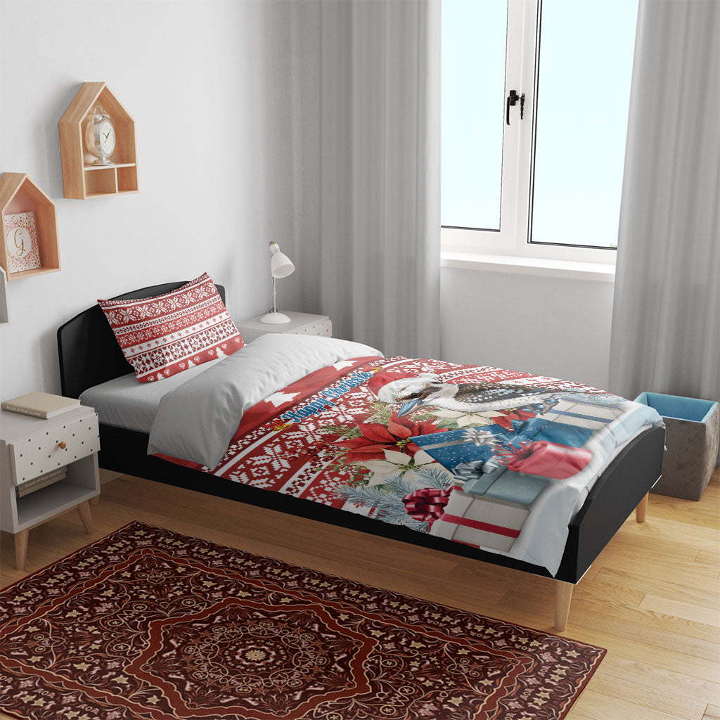 Australia Christmas In July Bedding Set Kookaburra Santa Red Color