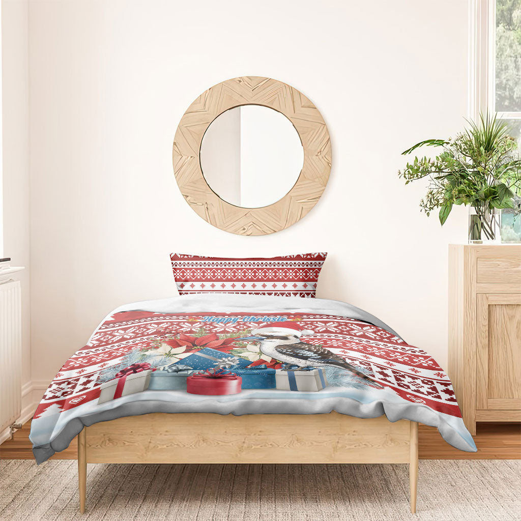 Australia Christmas In July Bedding Set Kookaburra Santa Red Color