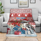 Australia Christmas In July Blanket Kookaburra Santa Red Color