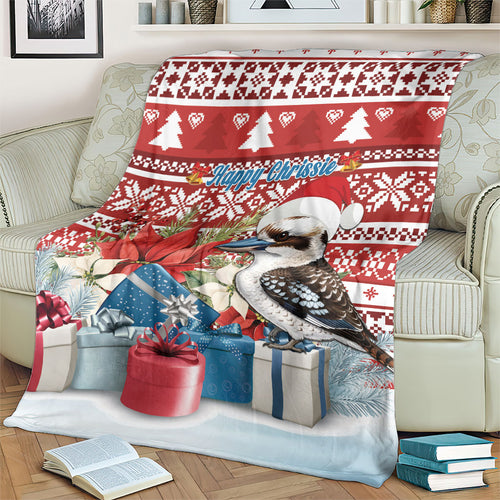 Australia Christmas In July Blanket Kookaburra Santa Red Color