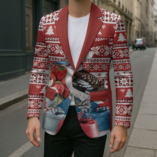 Australia Christmas In July Blazer Kookaburra Santa Red Color