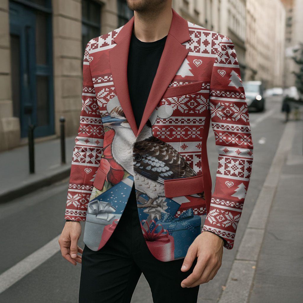 Australia Christmas In July Blazer Kookaburra Santa Red Color