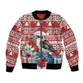 Australia Christmas In July Bomber Jacket Kookaburra Santa Red Color