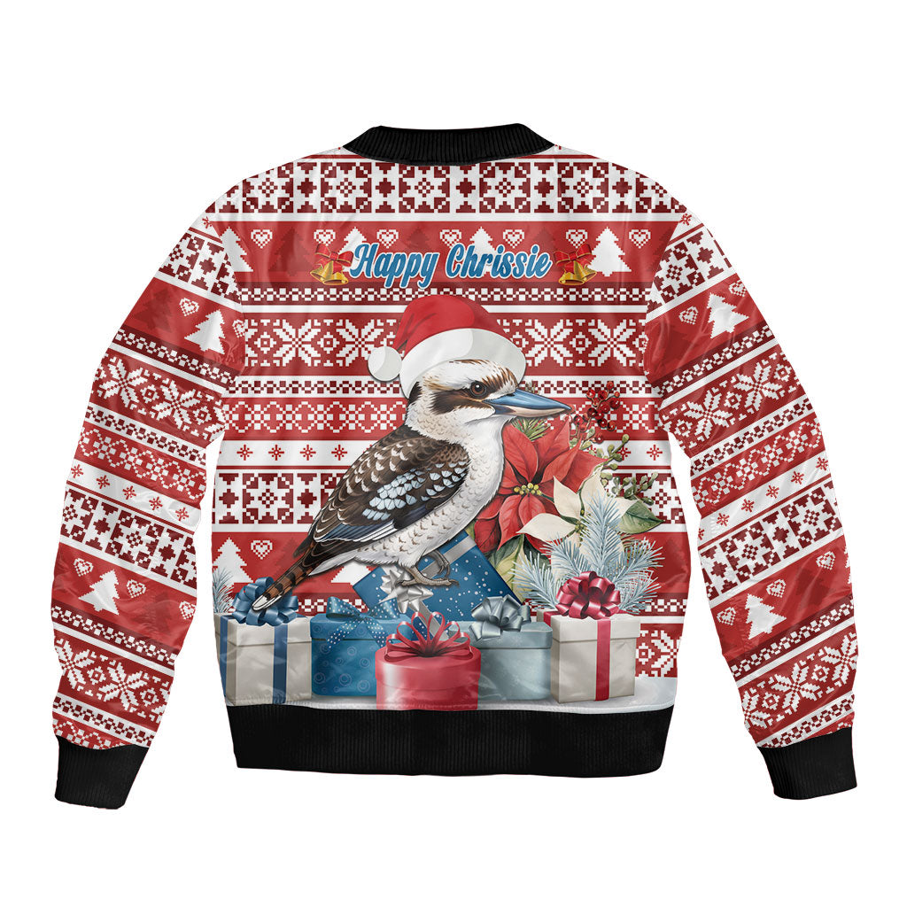 Australia Christmas In July Bomber Jacket Kookaburra Santa Red Color