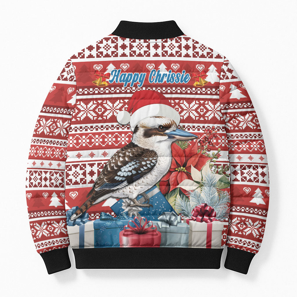 Australia Christmas In July Bomber Puffer Jacket Kookaburra Santa Red Color