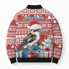 Australia Christmas In July Bomber Puffer Jacket Kookaburra Santa Red Color