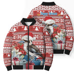Australia Christmas In July Bomber Puffer Jacket Kookaburra Santa Red Color