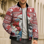 Australia Christmas In July Bomber Puffer Jacket Kookaburra Santa Red Color