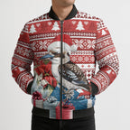 Australia Christmas In July Bomber Puffer Jacket Kookaburra Santa Red Color