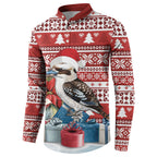 Australia Christmas In July Button Sweatshirt Kookaburra Santa Red Color