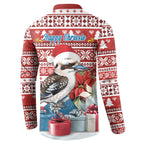 Australia Christmas In July Button Sweatshirt Kookaburra Santa Red Color