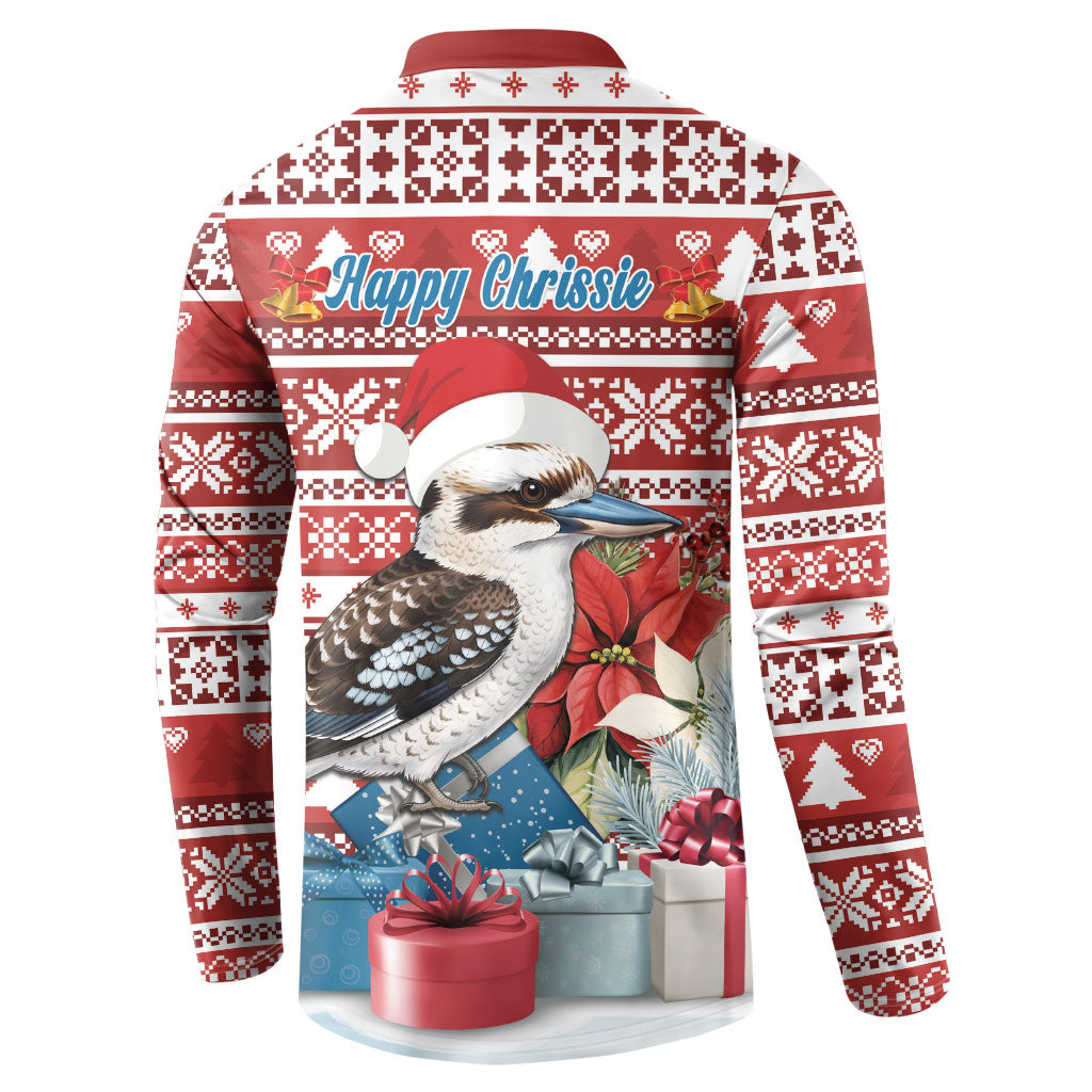 Australia Christmas In July Button Sweatshirt Kookaburra Santa Red Color