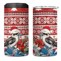 Australia Christmas In July 4 in 1 Can Cooler Tumbler Kookaburra Santa Red Color