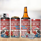 Australia Christmas In July 4 in 1 Can Cooler Tumbler Kookaburra Santa Red Color
