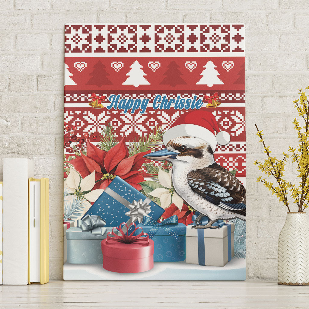 Australia Christmas In July Canvas Wall Art Kookaburra Santa Red Color