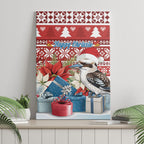 Australia Christmas In July Canvas Wall Art Kookaburra Santa Red Color