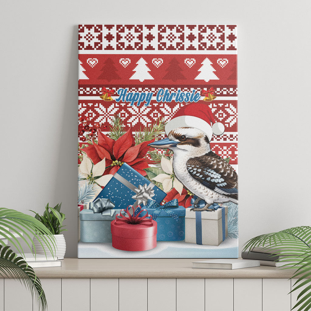 Australia Christmas In July Canvas Wall Art Kookaburra Santa Red Color