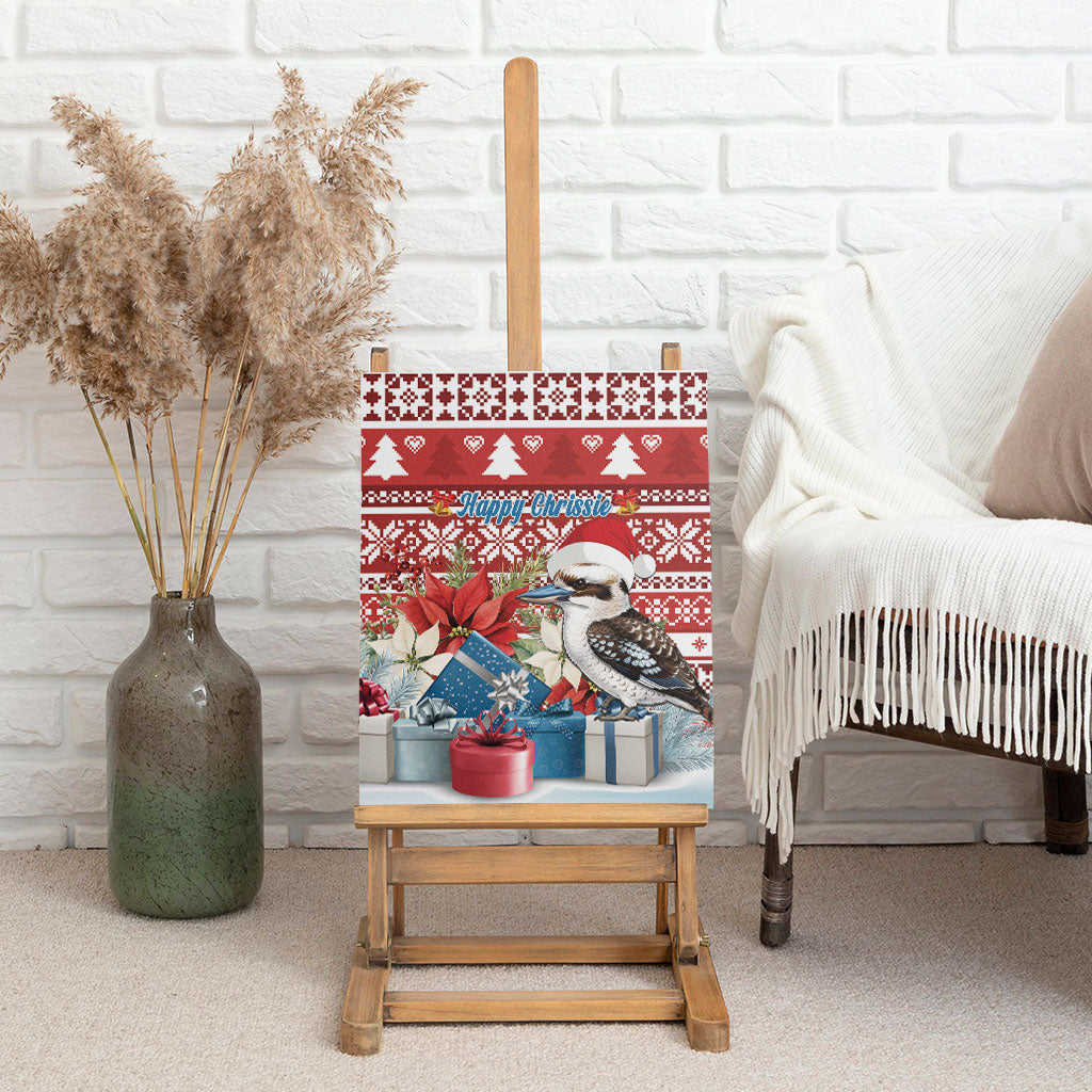 Australia Christmas In July Canvas Wall Art Kookaburra Santa Red Color