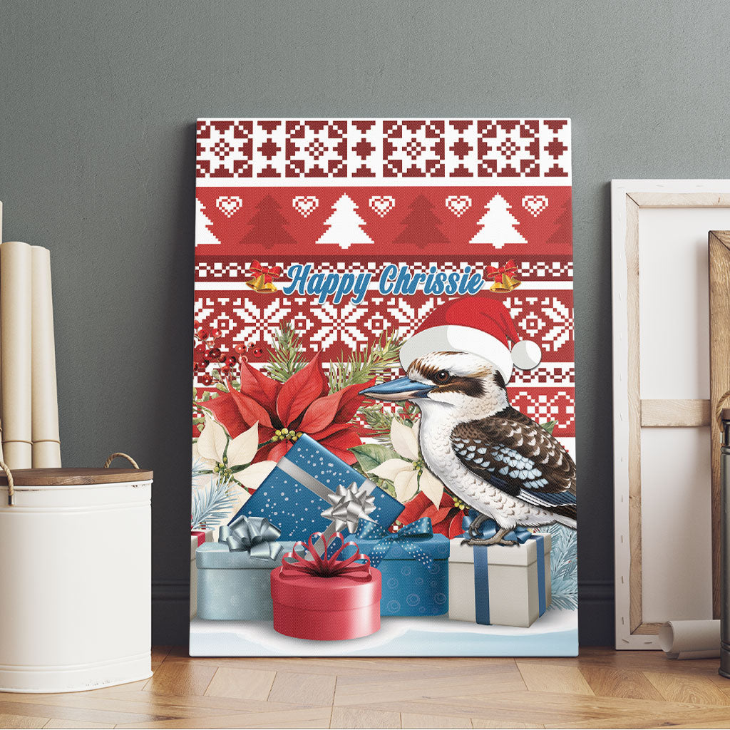 Australia Christmas In July Canvas Wall Art Kookaburra Santa Red Color