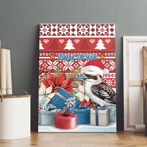 Australia Christmas In July Canvas Wall Art Kookaburra Santa Red Color
