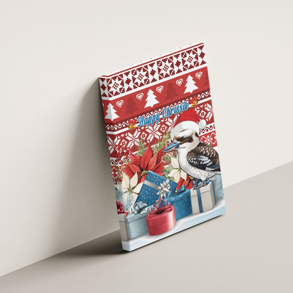 Australia Christmas In July Canvas Wall Art Kookaburra Santa Red Color