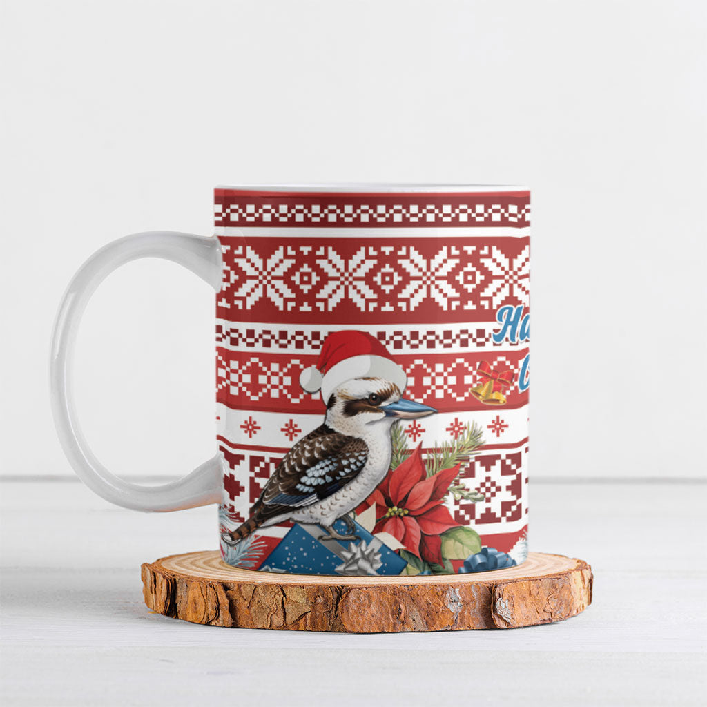 Australia Christmas In July Ceramic Mug Kookaburra Santa Red Color