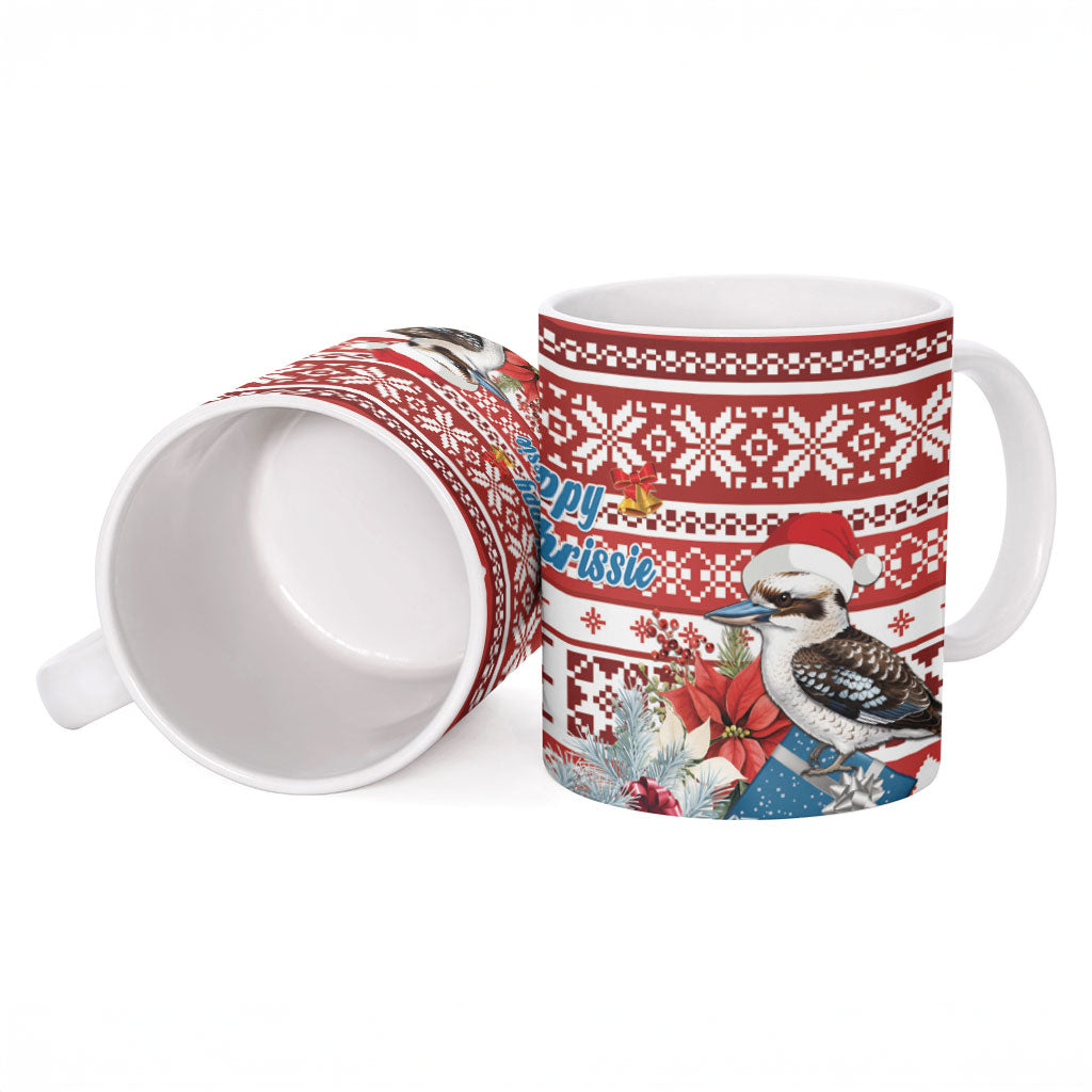 Australia Christmas In July Ceramic Mug Kookaburra Santa Red Color