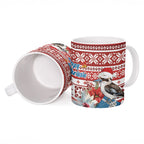 Australia Christmas In July Ceramic Mug Kookaburra Santa Red Color