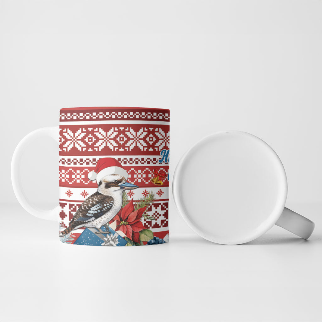 Australia Christmas In July Ceramic Mug Kookaburra Santa Red Color